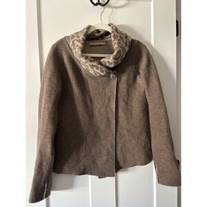 Chiaramente Women's Jacket Cardigan Brown/Tan Wool Blend Sz Medium Made in Italy